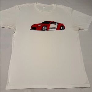 Next Level Apparel White Tee with Red Car Graphic